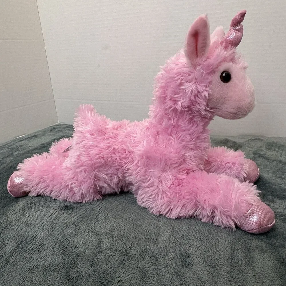 Aurora Llama Unicorn Plush Pink Stuffed Animal Toy 2020 Laying Flat 13”